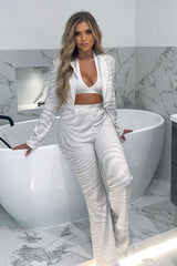 Stone Wave Print Wide Leg Trousers - Sierra