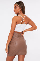 Shirred Detailing White Cut Out Crop Top -Lanai-Tops