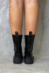 Black Patent High Chelsea Boot - Kittie