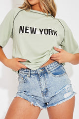 Sage New York Printed Slogan T-shirt - Lellie