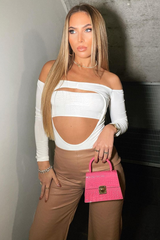 White Front Cut out Bodysuit - Kripa