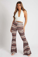 White Halter Neck Slinky Crop Top - Jessabel-Crop Tops
