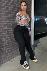 White Zebra Print Mesh Crop Top - Anan