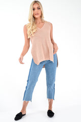 Light Wash Colour Block Fray Hem Jeans - Rhya