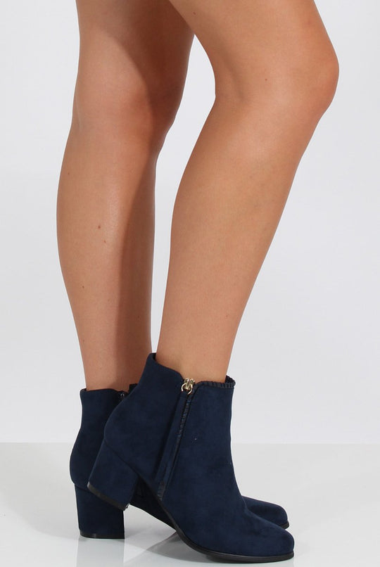 Blue Stitch Detail Ankle Boots - Elise