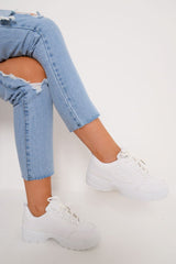 White Chunky Lace Up Trainers - Aaniya