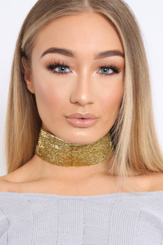 Gold Glitter Wide Choker - Aala