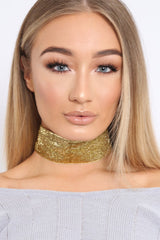 Gold Glitter Wide Choker - Aala