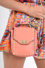 Orange Studded Cross Body Bag - Aamina