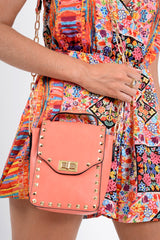 Orange Studded Cross Body Bag - Aamina
