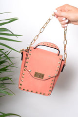 Orange Studded Cross Body Bag - Aamina