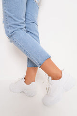 White Chunky Lace Up Trainers - Aaniya