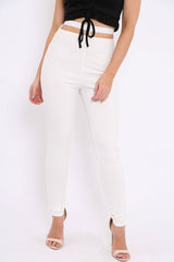 White Cut Out Back Thong Trousers - Aanya