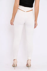 White Cut Out Back Thong Trousers - Aanya