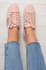 Pink Embellished Stud Platform Trainers - Aariel