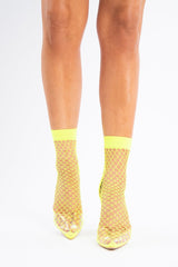 Lime Green Pointed Fishnet Heels - Aarolyn