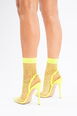 Lime Green Pointed Fishnet Heels - Aarolyn