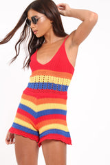 Multi Coloured Crochet Playsuit - Aayah