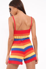 Multi Coloured Crochet Playsuit - Aayah