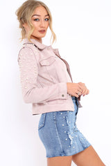 Nude Pearl Suedette Jacket - Abbey