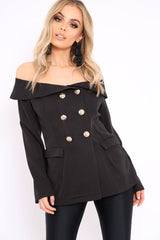 Black Bardot Blazer Top - Abbigail