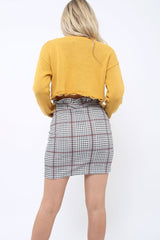 Tartan Hound-Tooth Ruffle Hem Mini Skirt - Abagail