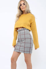 Tartan Hound-Tooth Ruffle Hem Mini Skirt - Abagail