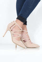 Nude Suede Pointed Heels - Abi