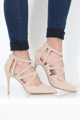 Nude Suede Pointed Heels - Abi