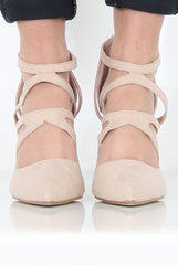 Nude Suede Pointed Heels - Abi