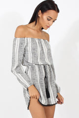 Stripe Off The Shoulder Playsuit - Abigail