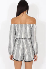 Stripe Off The Shoulder Playsuit - Abigail