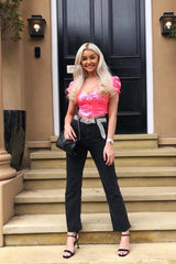 Neon Pink Satin Milkmaid Ring Zip Crop Top - Aariel