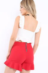 Red Frill Shorts - Abi