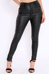 Black Coated PU Jeans - Abrar