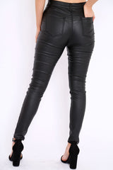 Black Coated PU Jeans - Abrar