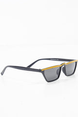 Black Mustard Stripe Small Frame Sunglasses - Nicola