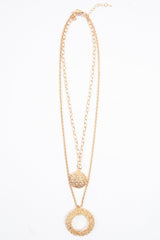 Gold Layered Circle Drop Necklace - Aries