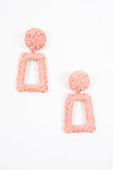 Blush Textured Rectangle Drop Earrings - Kamrin