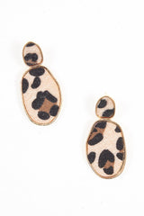 Gold Leopard Print Pony Hair Drop Earrings - Joana