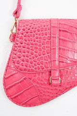 Pink Faux Croc Saddle Bag - Stevi