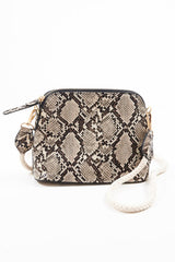 Beige Snake Print Faux Leather Rope Bag - Tylia