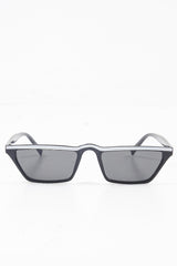 Black White Stripe Small Frame Sunglasses - Nicola