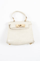 Nude Faux Croc Mini Handbag - Ramie
