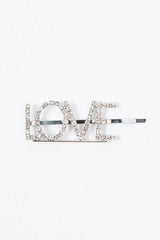 Silver Diamante Love Slogan Hair Slide - Eriel