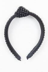 Black Pearl Knot Detail Wide Hairband - Eugenie