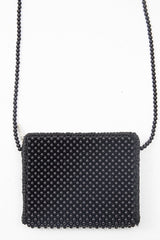 Black Beaded Woven Detail Cross Body Bag - Carolina