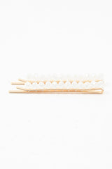 White Crystal Embellished Pack of 2 Hair Clips - Patrice