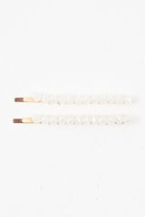 White Crystal Embellished Pack of 2 Hair Clips - Patrice