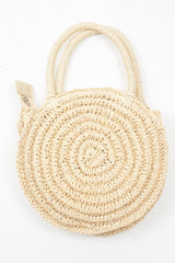 Natural Woven Straw Circle Detail Bag - Robynn